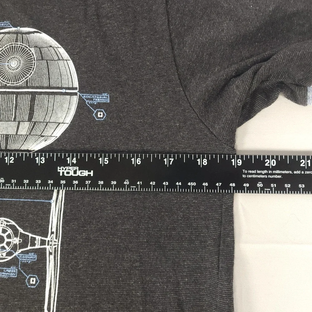 Disney Parks Star Wars Blueprint Ringer T-Shirt Kids XL Charcoal Gray Heather